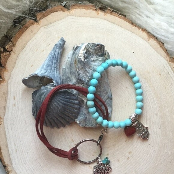 2 Meditation Bracelets Set Hamsa/ Tree of Life - Picture 3 of 4
